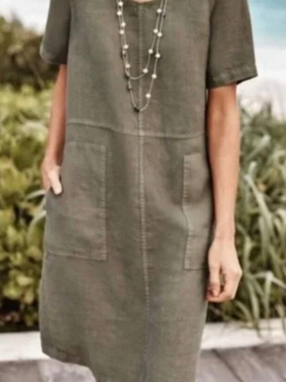 J JIll Loden (Olive) linen Dress 3X NWOT